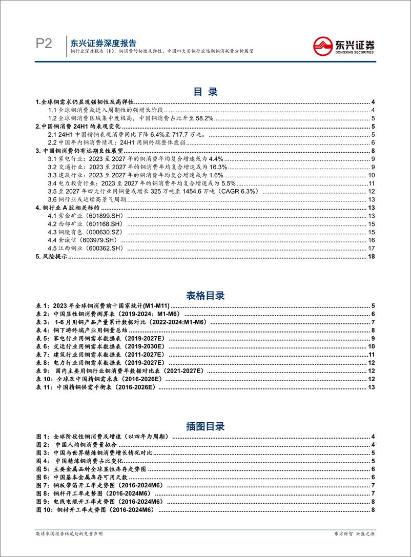 《铜行业深度报告(II)：铜消费的韧性及弹性，中国四大用铜行业远期铜消耗量分析展望-240816-东兴证券-20页》 - 第2页预览图