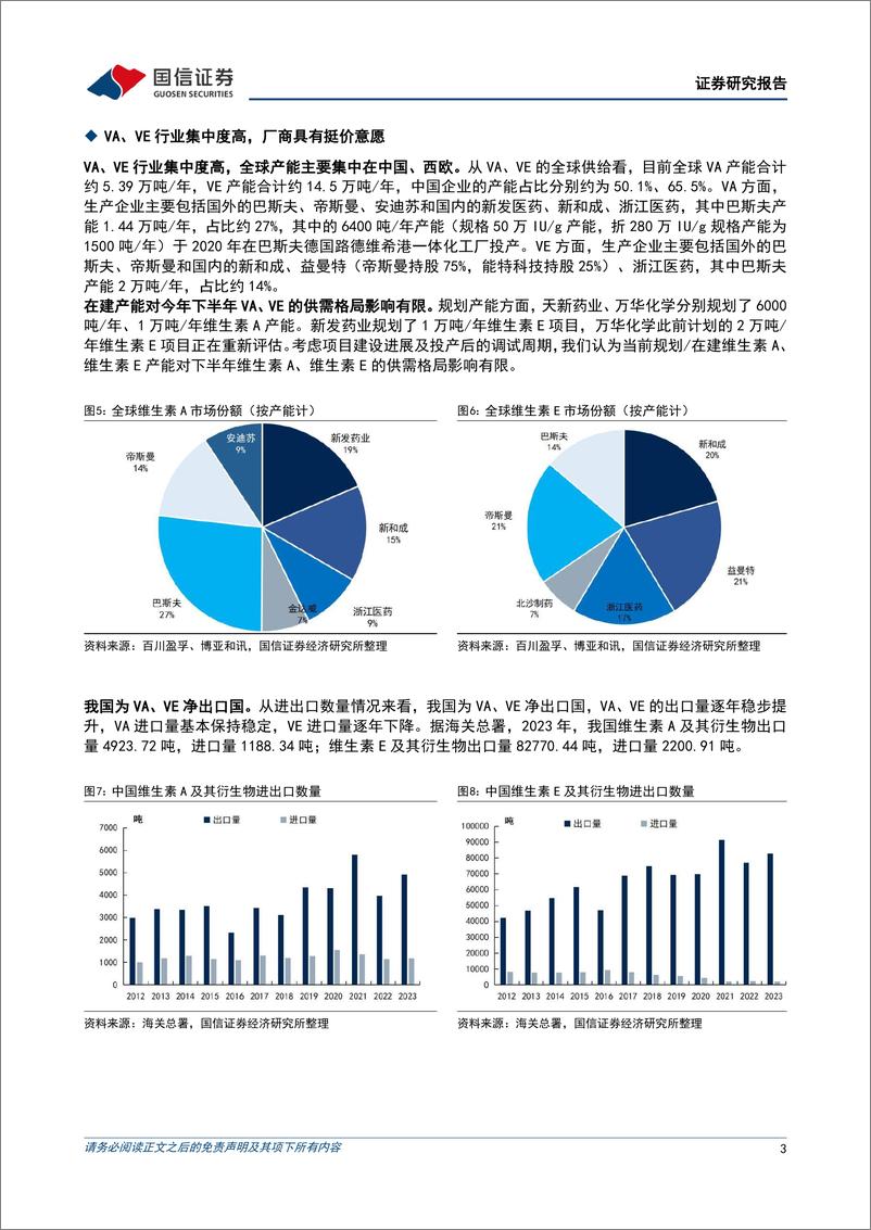 《维生素行业快评：海外突发事件扰动，VA、VE价格有望继续上涨-240808-国信证券-13页》 - 第3页预览图