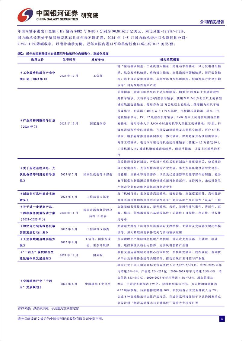 《中国银河-公司深度报告_国内滚针轴承龙头_汽车 机器人打开成长空间》 - 第8页预览图