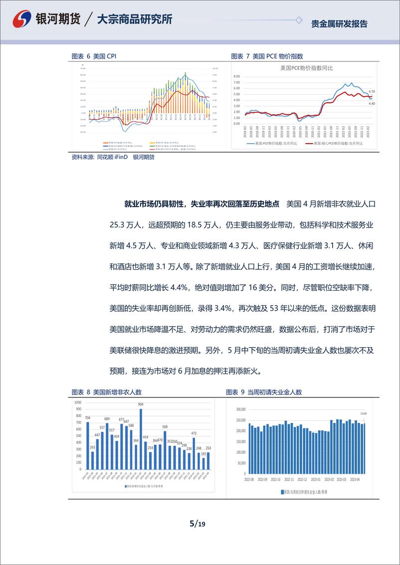 《贵金属6月报：美国通胀风险持续，贵金属涨势受阻-20230530-银河期货-19页》 - 第6页预览图