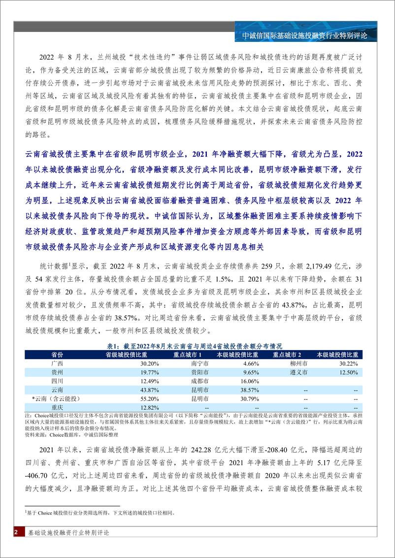 《中诚信-云南省级与昆明市级城投的债务风险现状及缓释路径探析-13页》 - 第2页预览图