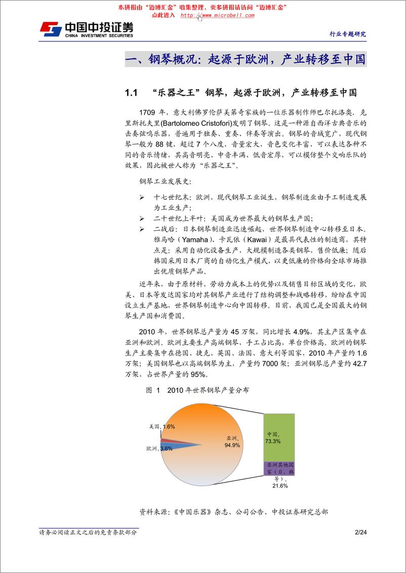 《中投证券-轻工制造行业：钢琴双娇上市开启我国钢琴业发展新时代》 - 第2页预览图