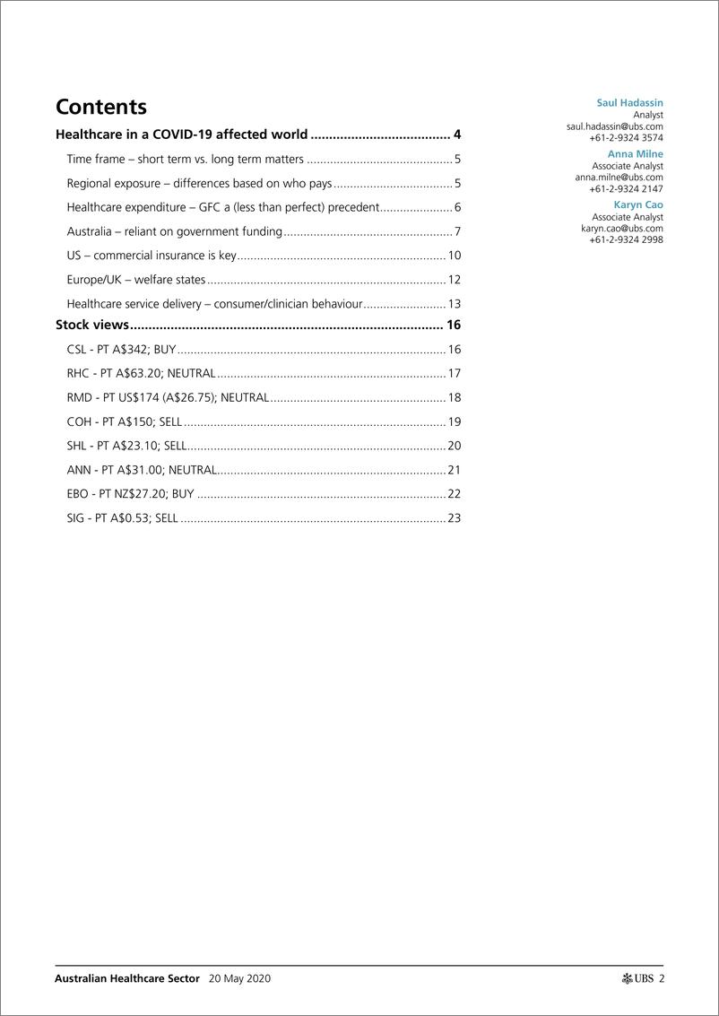 《瑞银-亚太地区-医疗保健行业-澳大利亚医疗业：COVID-19疫情影响下的医疗保健-2020.5.20-32页》 - 第3页预览图