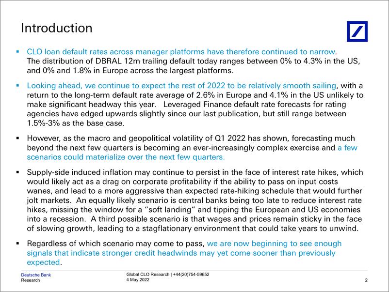 《德银-全球投资策略-全球CLO杠杆贷款故障追踪器：从利率风险到信用风险-2022.5.4-29页》 - 第4页预览图