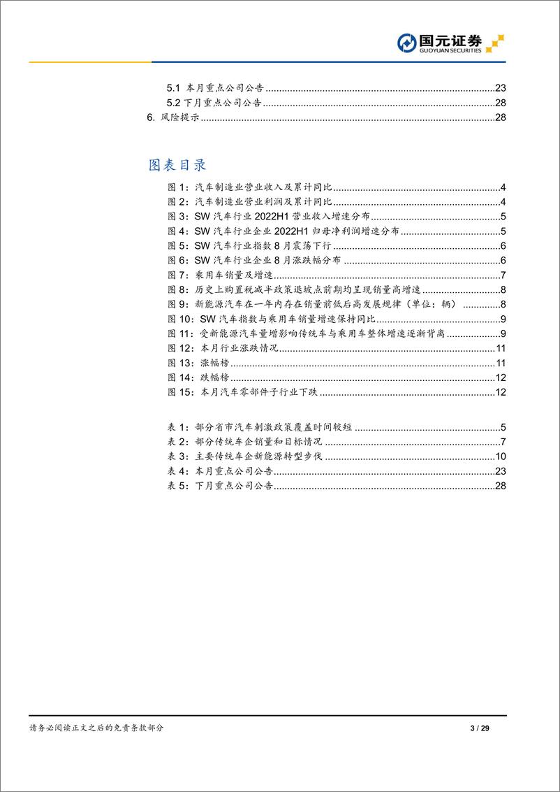 《汽车与零部件行业月度报告：中报业绩冲击收尾，迎接年末冲量旺季-20220904-国元证券-29页》 - 第4页预览图