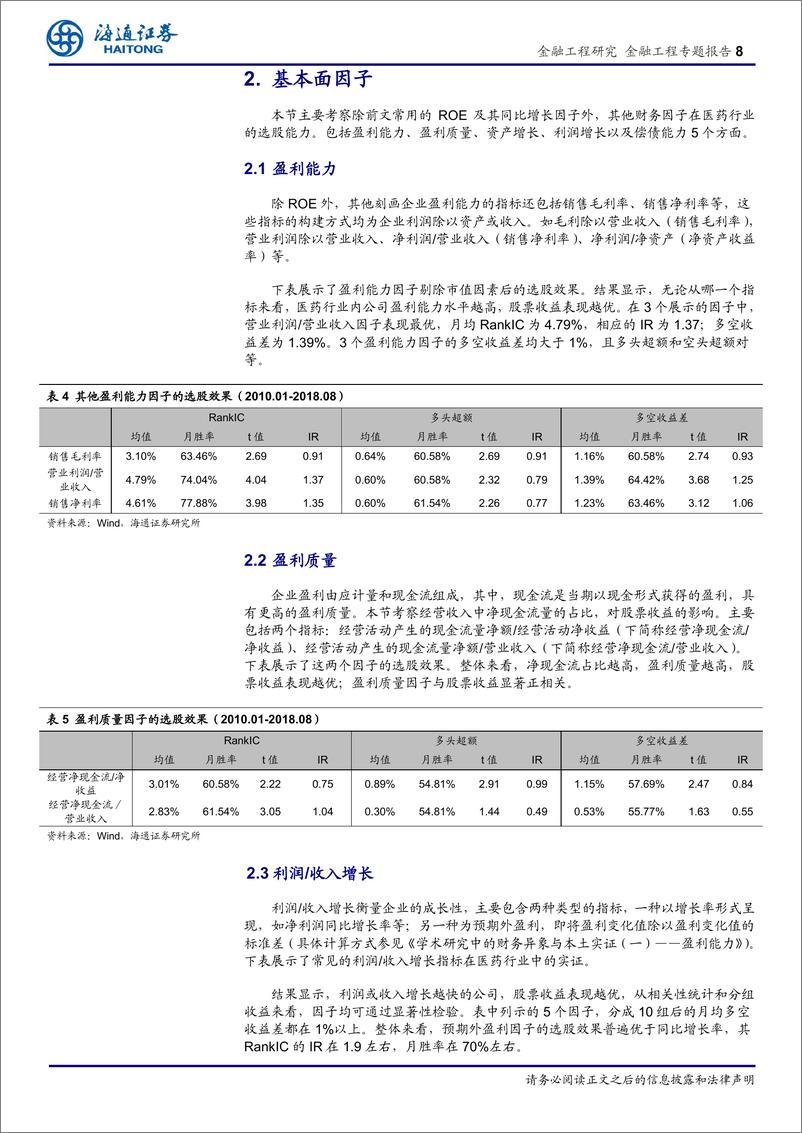 《海通证2018102海通证券选股因子系列研究（四十一）：医药行业因子选股研究》 - 第8页预览图