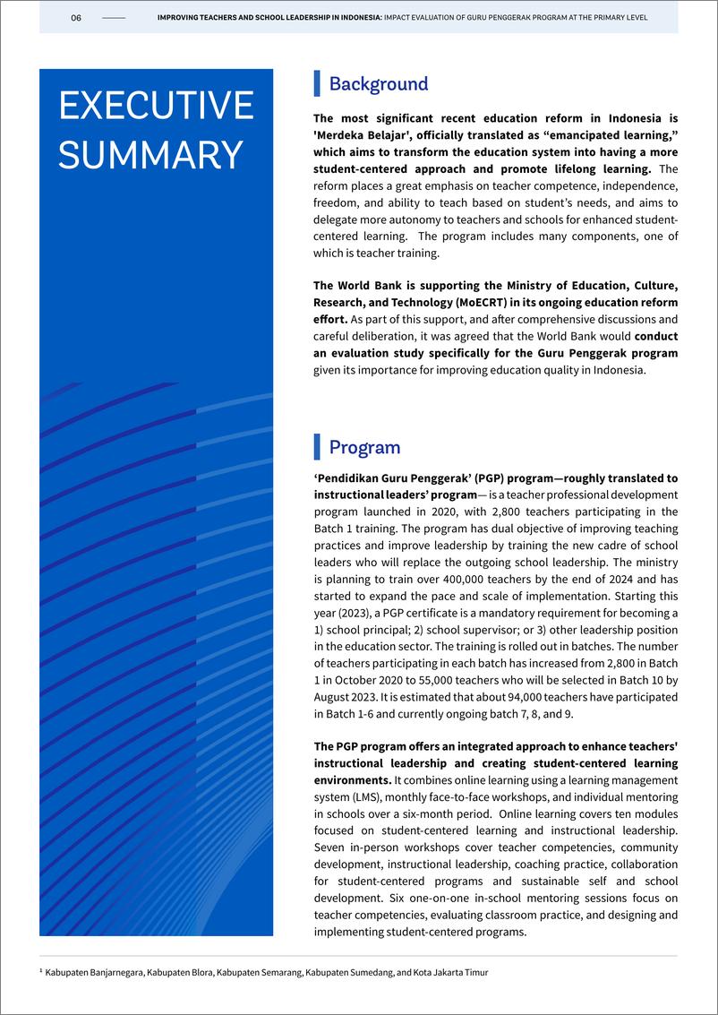 《世界银行-提高印尼教师和学校领导能力：小学Guru Pengerak项目的影响评估（英）-2024.4-78页》 - 第6页预览图