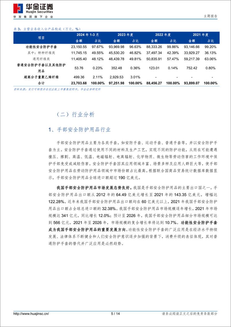 《恒辉转债(123248.SZ)申购分析：我国功能性安全防护手套领域第一梯队-240820-华金证券-14页》 - 第5页预览图