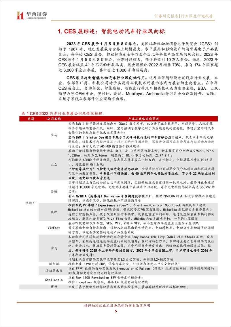 《汽车行业琰究智能汽车系列报告九：CES 2023，巨头汇集，汽车智能化加速-20230108-华西证券-34页》 - 第6页预览图