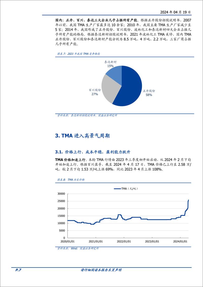 《化学原料行业专题研究：TMA，行业格局向好，下游承受力强-240419-国盛证券-11页》 - 第7页预览图