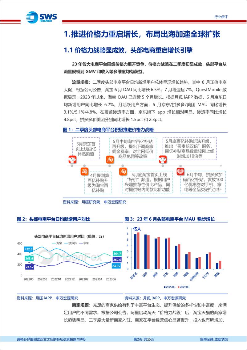 《2023Q2互联网电商行业业绩总结：增长全面提速，开启价值回归-20230903-申万宏源-20页》 - 第3页预览图