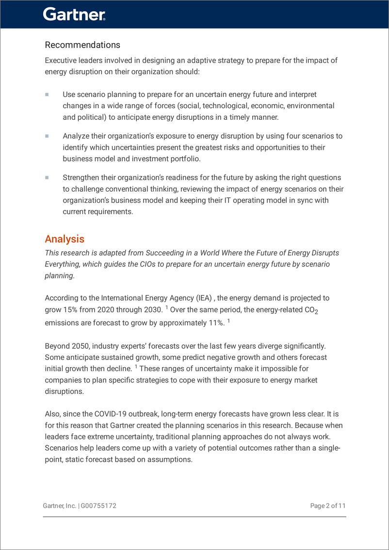 《Gartner -使用情景规划为不确定的能源未来做好准备（英）-18页》 - 第4页预览图