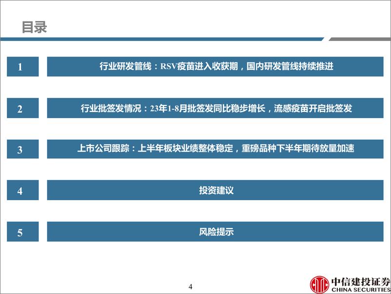 《医药行业2023年8月疫苗行业纵览：流感疫苗开启批签发，重磅品种下半年期待放量加速-20230917-中信建投-85页》 - 第5页预览图