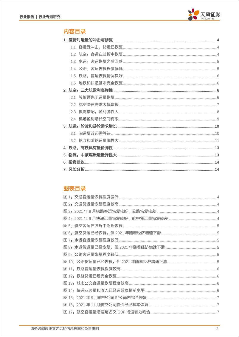 《交通运输行业：疫情若消退，看好航空、轮渡、高铁-20211119-天风证券-15页》 - 第3页预览图