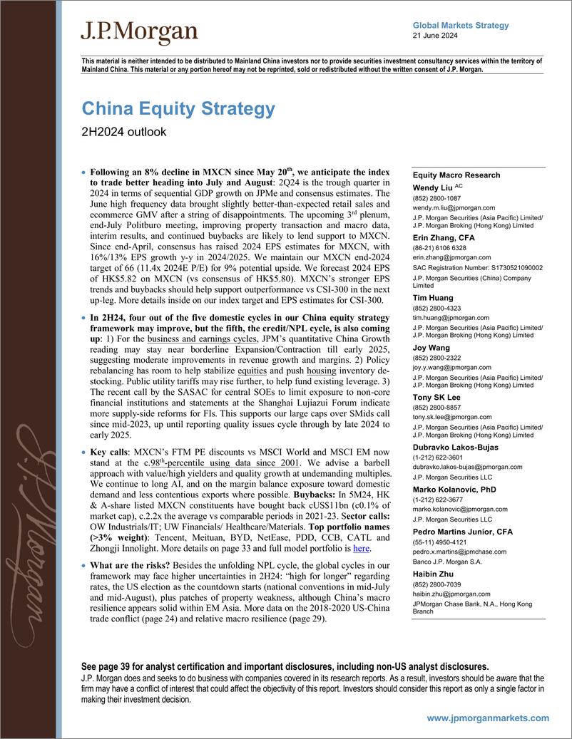 《JPMorgan-China Equity Strategy 2H2024 outlook-108788870》 - 第1页预览图