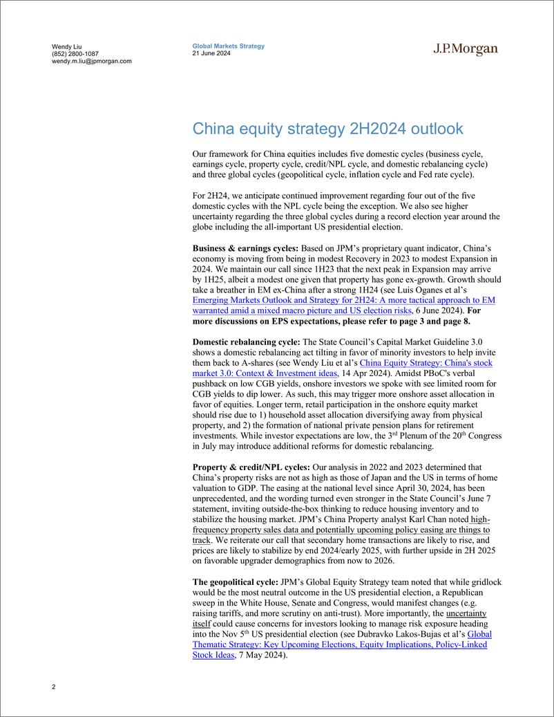 《JPMorgan-China Equity Strategy 2H2024 outlook-108788870》 - 第2页预览图