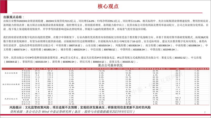 《传媒互联网行业出版中报总结：业绩稳中向上，把握教育数字化投资机会-20230912-中泰证券-21页》 - 第3页预览图