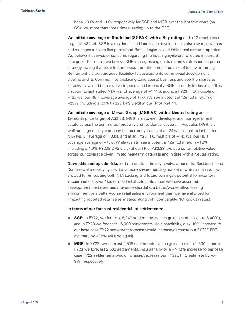 《Australia Real Estat REIT Well-positioned for the cycle; Initiate on SGP (Buy), MGR (Neutral)(1)》 - 第3页预览图