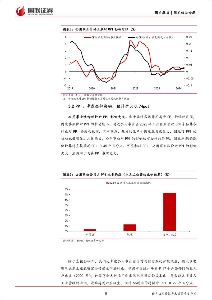 《固定收益专题：公共事业涨价对物价影响几何？-240605-国联证券-11页》 - 第8页预览图