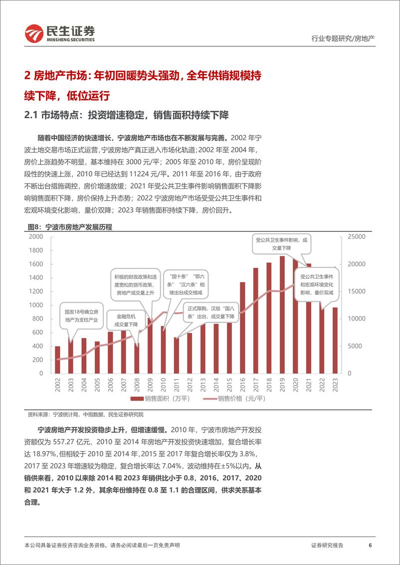 《房地产行业全国城市系列报告之华东区域(一)，宁波：供销规模持续下降，房价有所回升-240622-民生证券-20页》 - 第6页预览图