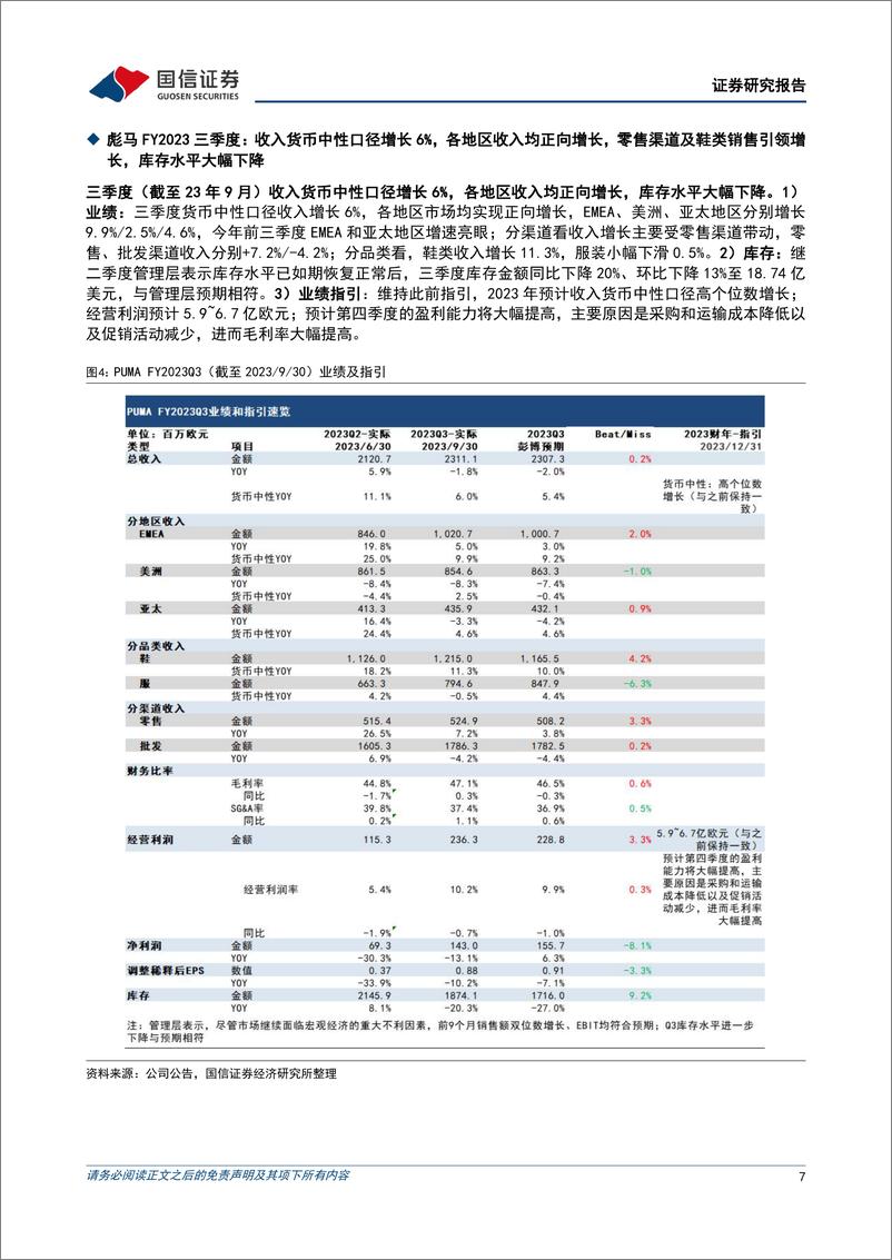 《纺织服饰：国际品牌季报总结：品牌库存去化进展明显，看好供应商订单恢复确定性》 - 第7页预览图