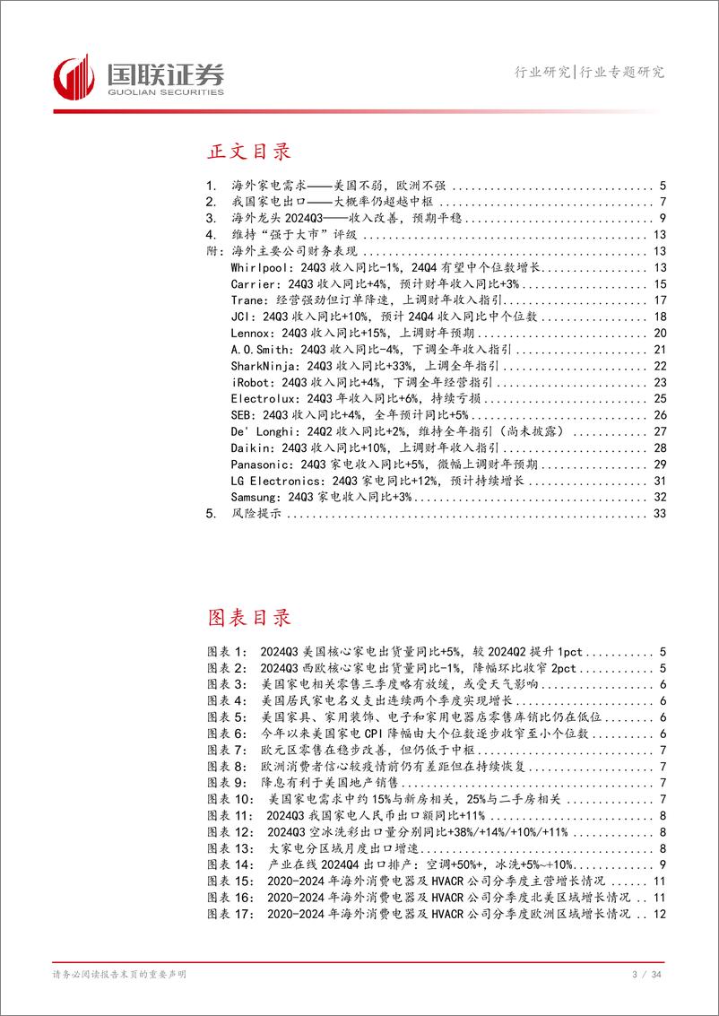 《家用电器行业专题研究：从海外龙头2024Q3财报评估家电外销走势-241116-国联证券-35页》 - 第4页预览图