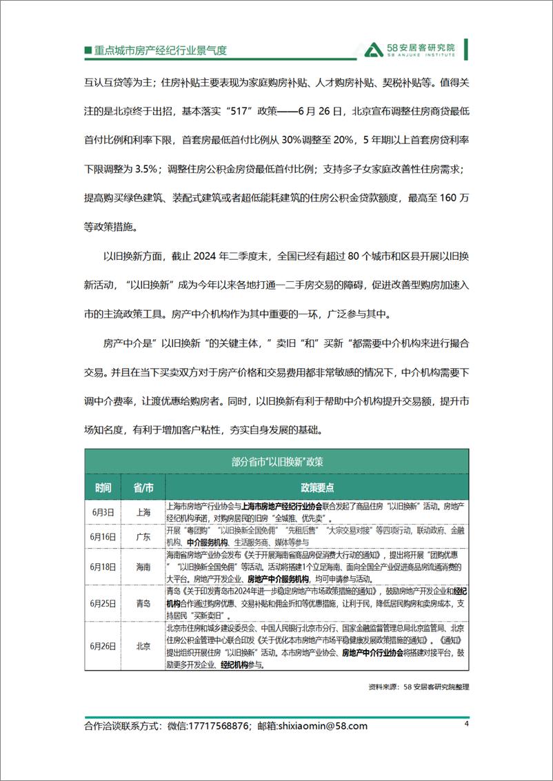 《58安居客研究院_2024年6月重点城市房产经纪行业景气度报告》 - 第4页预览图