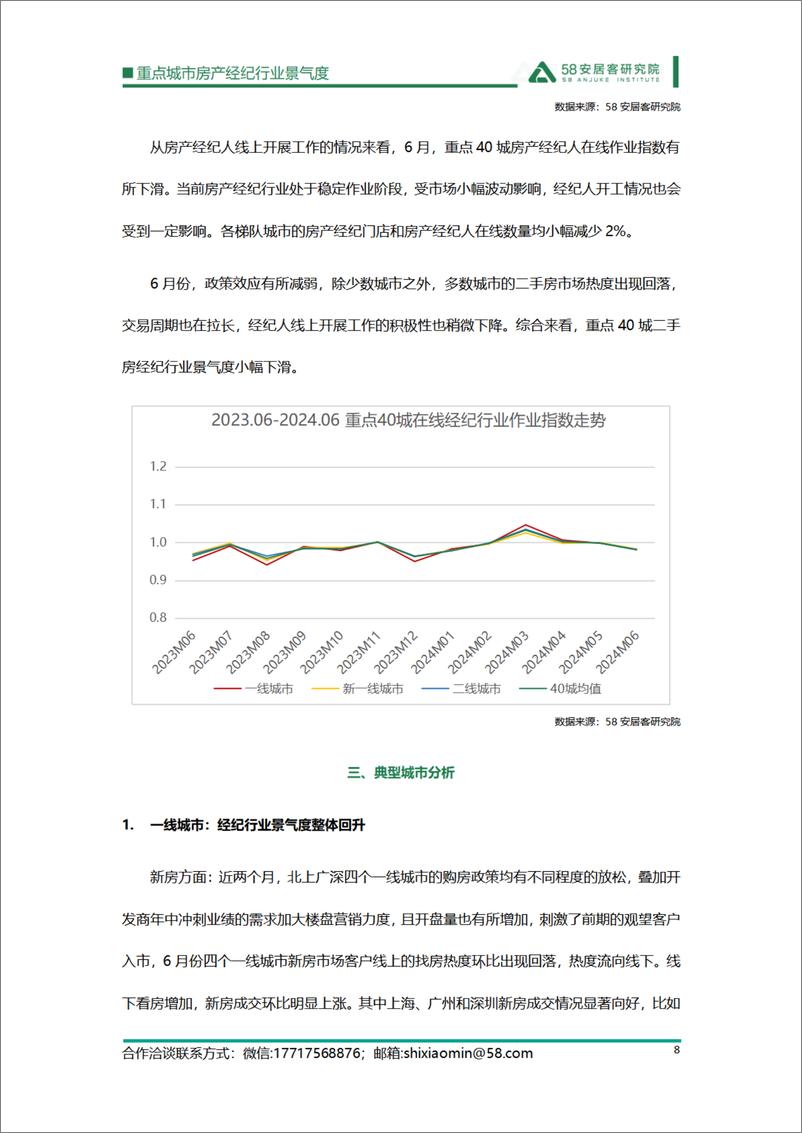 《58安居客研究院_2024年6月重点城市房产经纪行业景气度报告》 - 第8页预览图