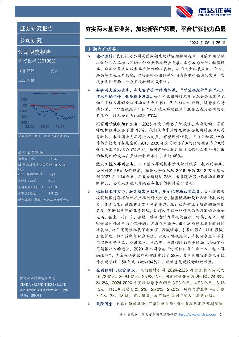 《信达证券-美好医疗-301363-公司深度报告：夯实两大基石业务，加速新客户拓展，平台扩张能力凸显》 - 第2页预览图