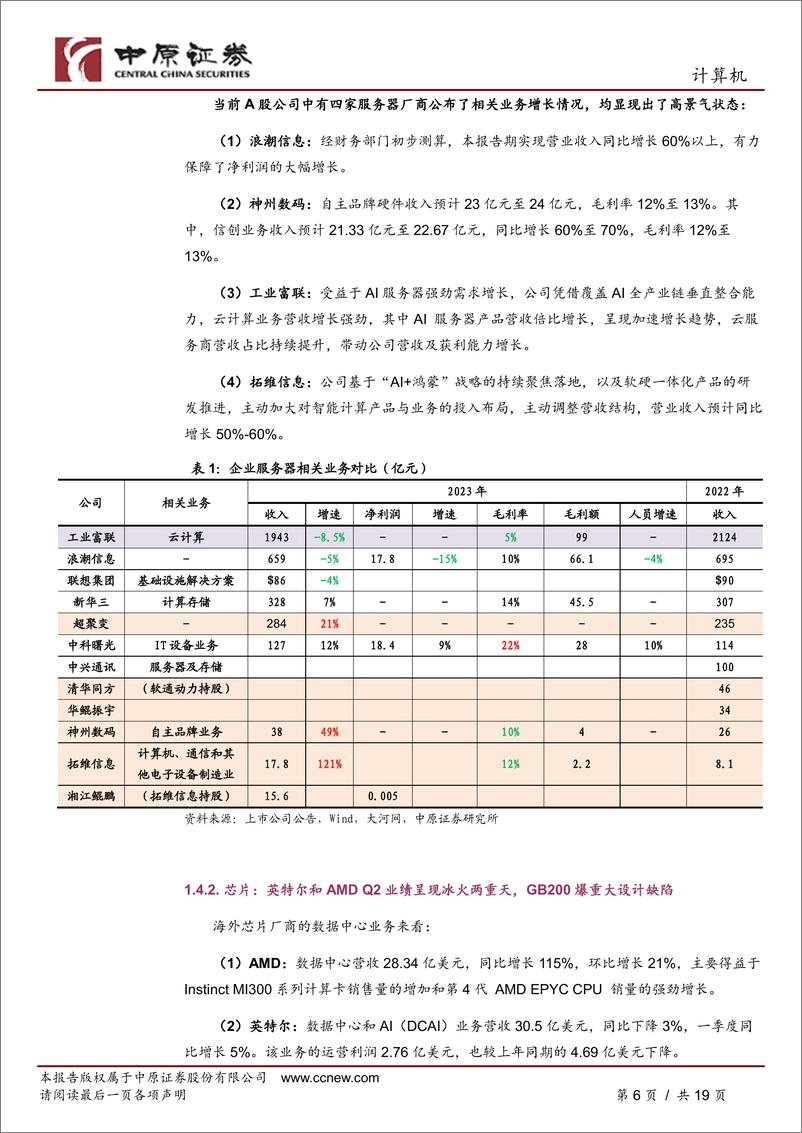 《计算机行业月报：算力需求高速增长，国产化议题获高度聚焦-240806-中原证券-19页》 - 第6页预览图