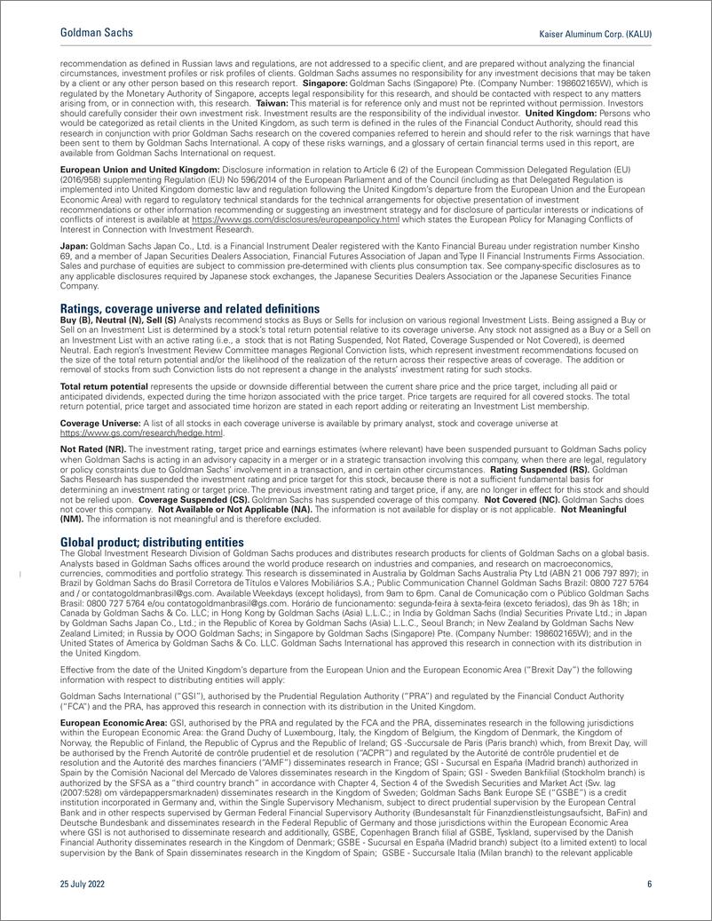 《Kaiser Aluminum Corp. (KALU First Tak 2Q EPS and EBITDA miss on higher costs and Warrick supply chain challenges; Sell(1)》 - 第7页预览图