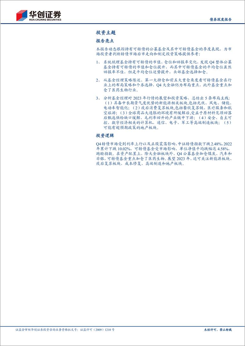 《22Q4公募基金可转债持仓点评：赎回潮与新起点，转债布局进行时-20230210-华创证券-20页》 - 第3页预览图