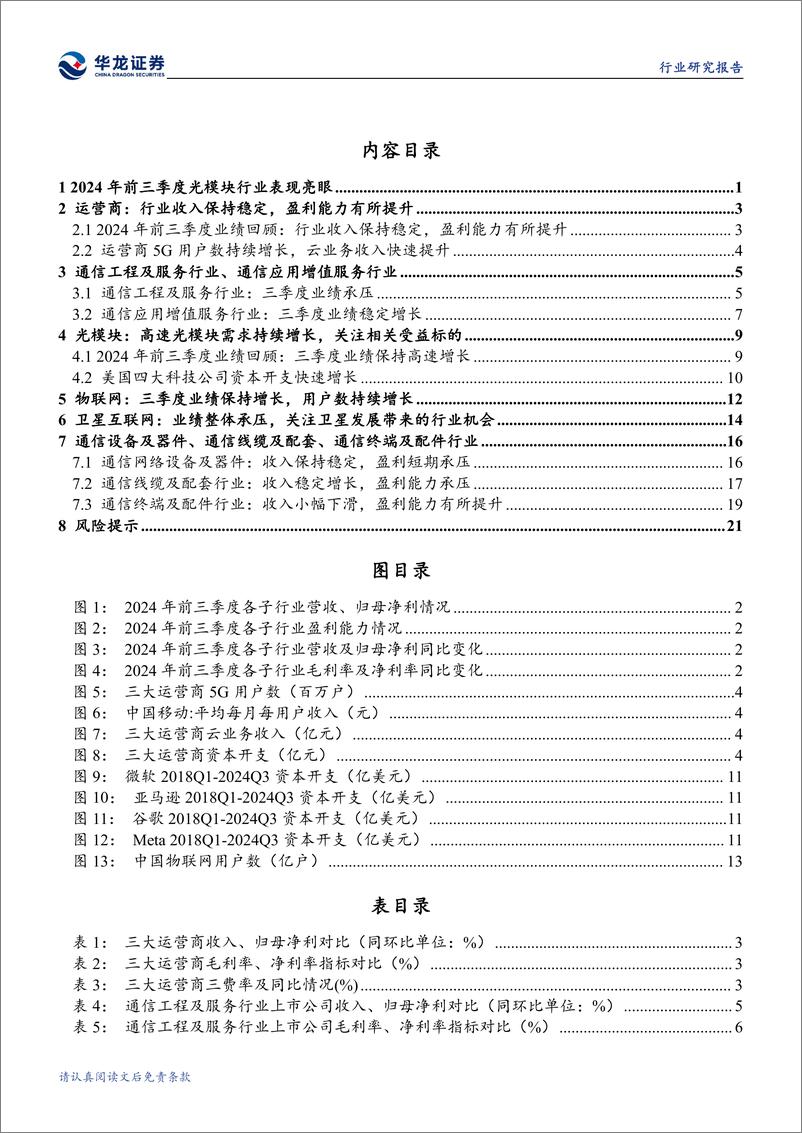 《通信行业2024年三季报综述：AI快速发展，光模块业绩表现亮眼-241114-华龙证券-27页》 - 第4页预览图