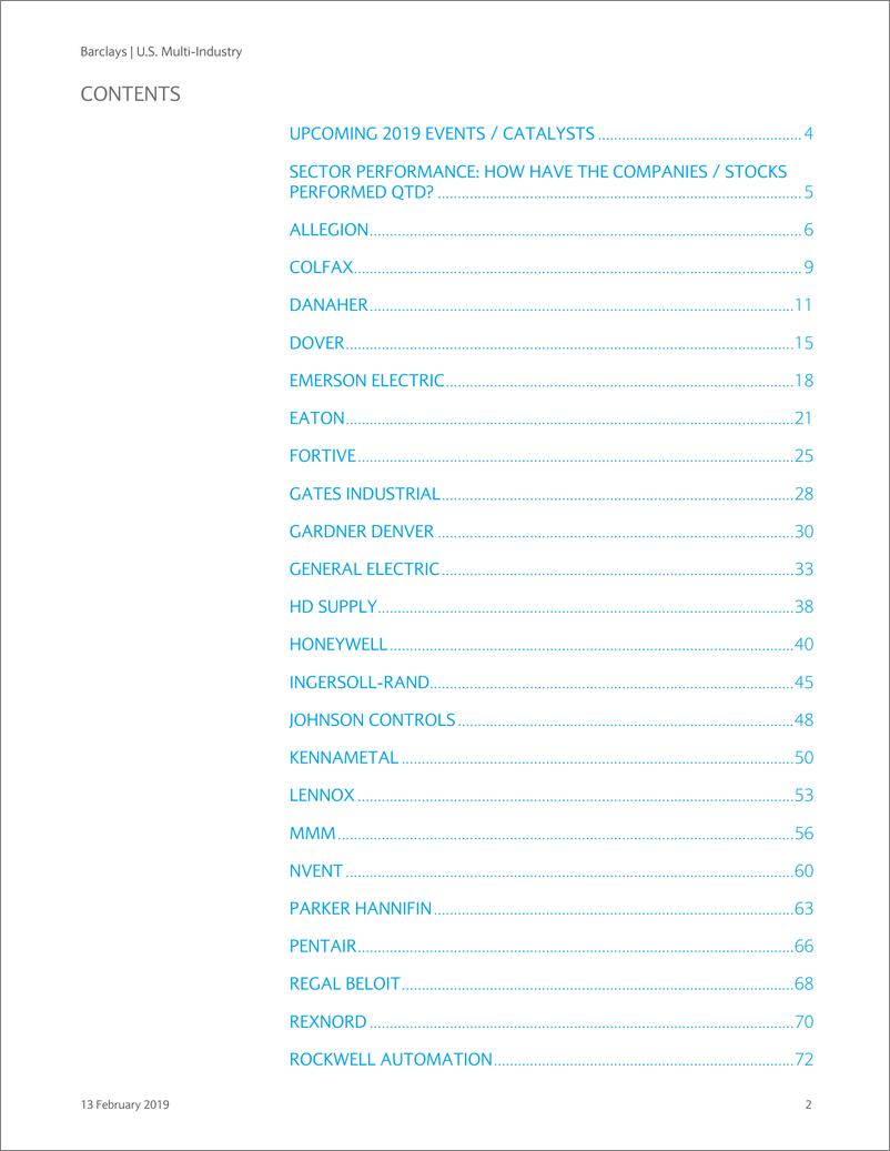 《巴克莱-美股-投资策略-美国多产业：在第一季度会议季之前为管理团队准备的催化剂和问题-2019.2.13-94页》 - 第3页预览图