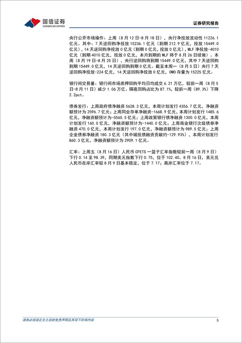 《货币政策与流动性观察：央行加大投放对冲税期及债券缴款需求-240819-国信证券-14页》 - 第5页预览图