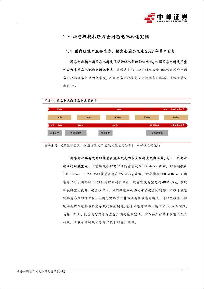 《干法电极设备专题_干法电极技术助力全固态电池加速突围-中邮证券》 - 第4页预览图