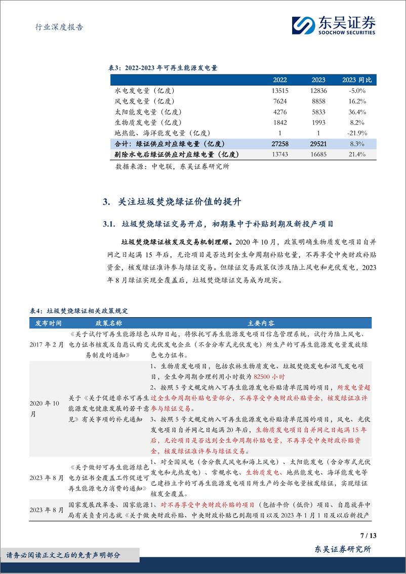 《环保行业深度报告：固废专题1，电网排放因子更新%2b能耗考核趋严，关注垃圾焚烧绿证价值提升-240414-东吴证券-13页》 - 第7页预览图