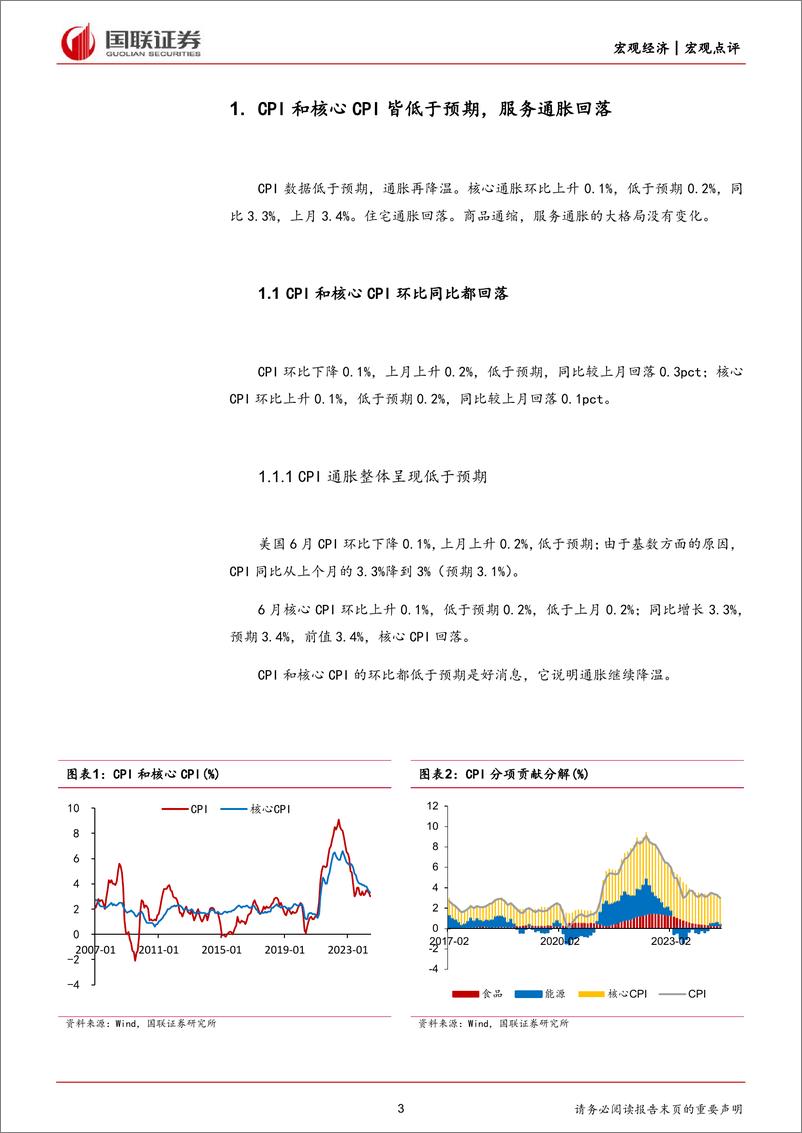 《美国6月CPI数据点评：通胀再降温，降息或可期待-240713-国联证券-21页》 - 第3页预览图