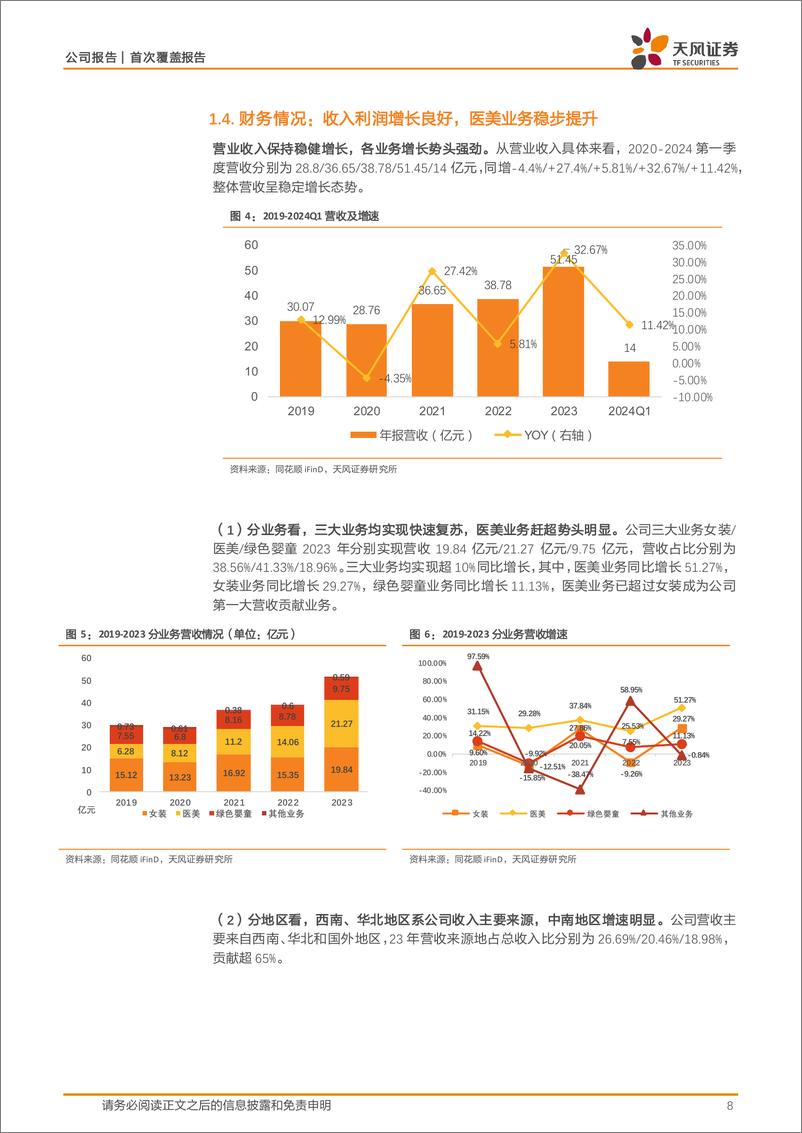 《朗姿股份(002612)服装为基、医美为翼，看好区域龙头全国化布局-240822-天风证券-36页》 - 第8页预览图