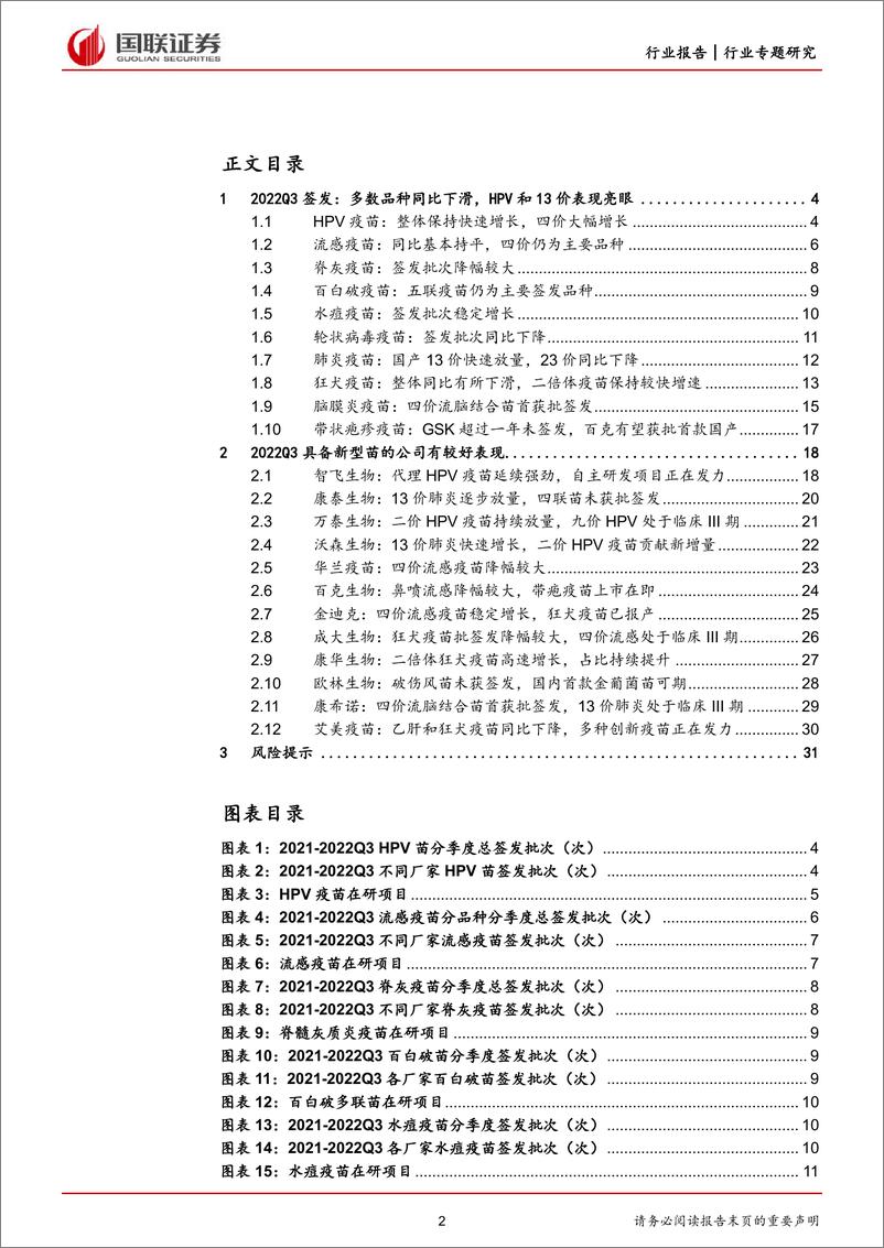 《医药生物行业（2022Q3疫苗批签发专题）：增速分化，HPV和13价肺炎疫苗表现亮眼-20221021-国联证券-33页》 - 第3页预览图