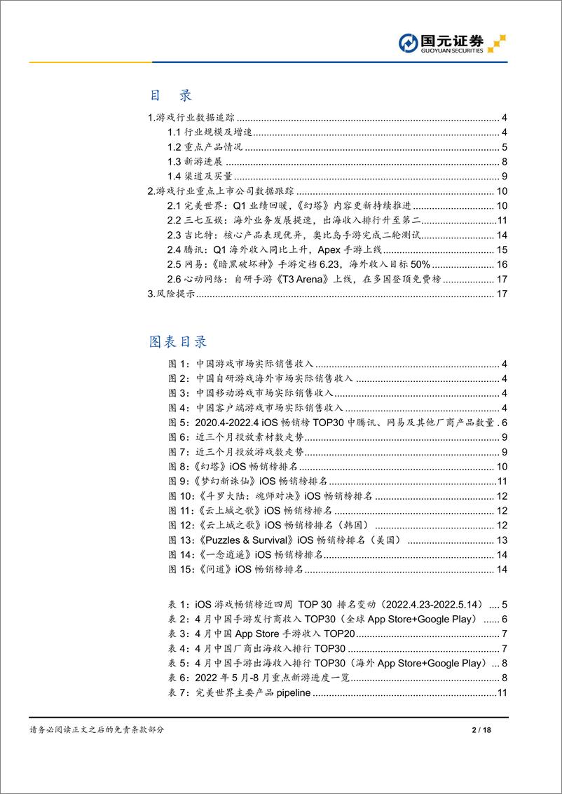 游戏行业月报：手游市场环比增2.4%，心动自研《T3》海外表现亮眼-20220531-国元证券-18页 - 第3页预览图