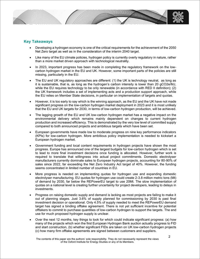 《牛津大学能源研究所：2024欧洲氢能市场现状报告（英文版）》 - 第2页预览图