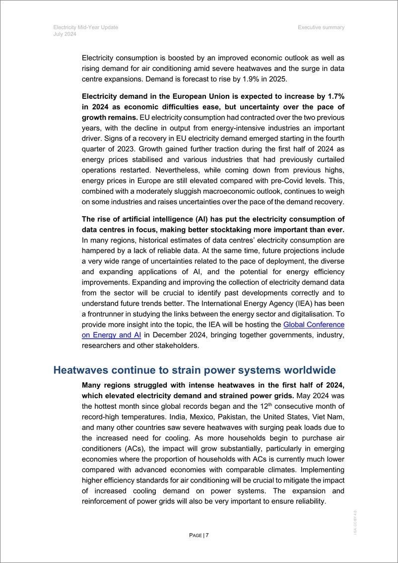 《国际能源署-电力年中更新：2024年7月（英）-52页》 - 第7页预览图