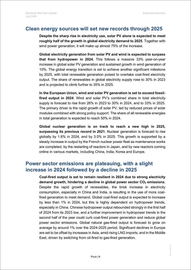 《国际能源署-电力年中更新：2024年7月（英）-52页》 - 第8页预览图