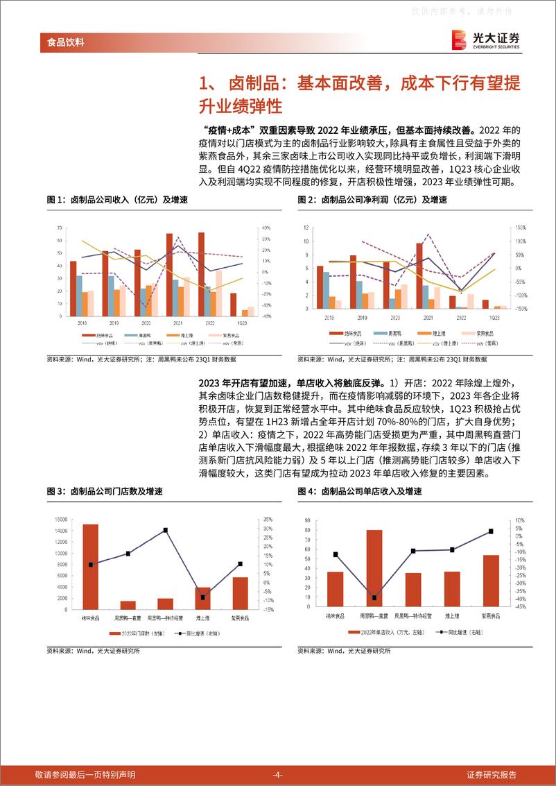 《光大证券-食品饮料行业大众食品板块2022年年报及2023年一季报总结：景气度持续改善，成本下行周期释放盈利弹性-230508》 - 第4页预览图