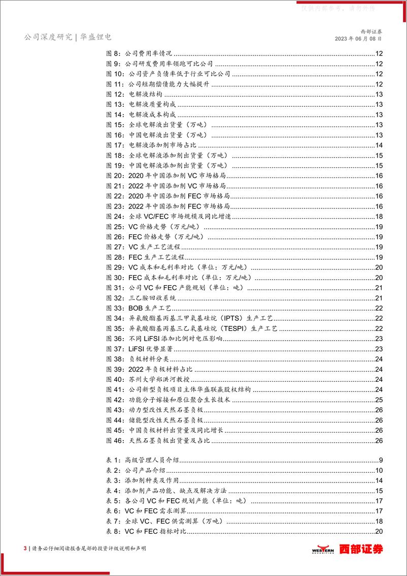 《西部证券-华盛锂电(688353)首次覆盖报告：电解液添加剂行业龙头，新型负极开辟第二增长级-230608》 - 第3页预览图