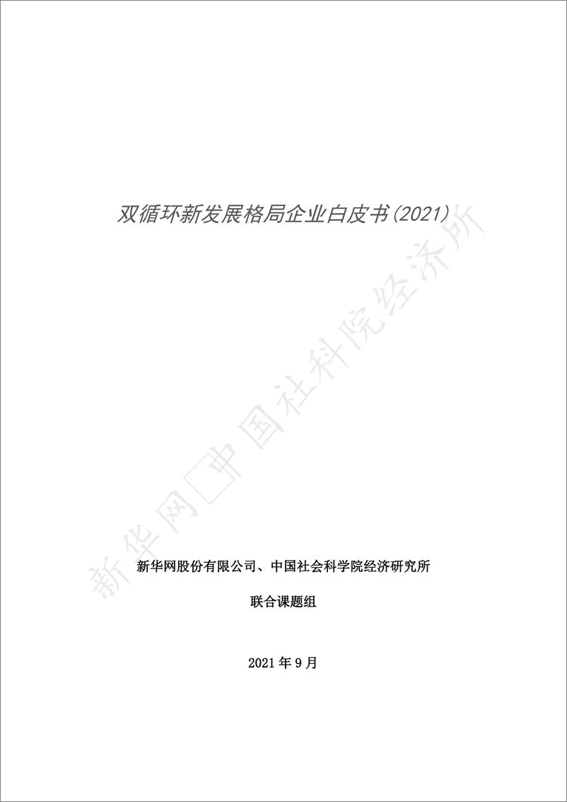 《新华网&中国社会科学院：双循环新发展格局企业白皮书（2021）》 - 第1页预览图