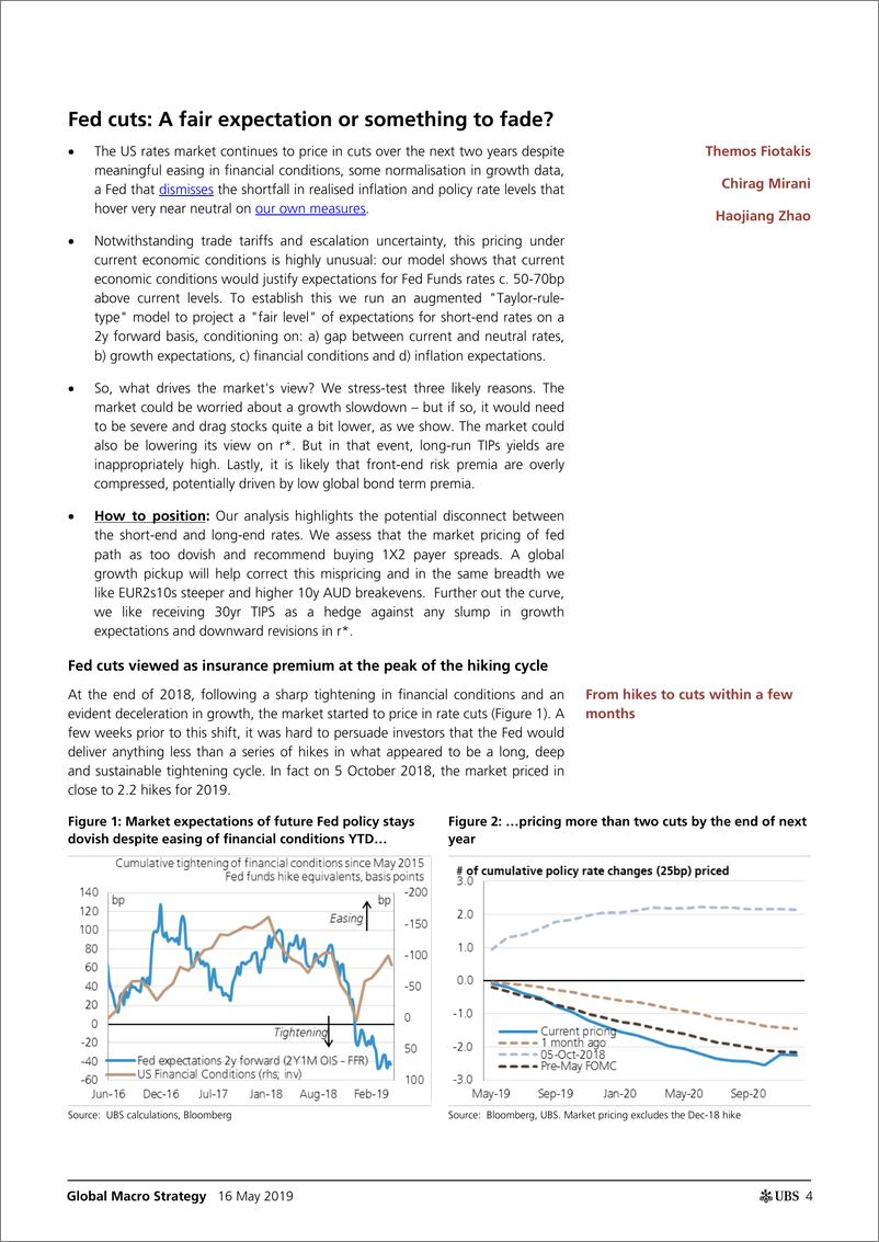 《瑞银-全球-宏观策略-全球利率展望：美联储降息——周期高点的合理预期，还是即将消退的预期？-2019.5.16-38页》 - 第5页预览图