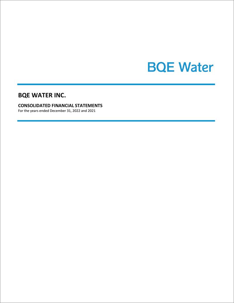 《BQE Water Inc.（BQE）2022财年年度报告（英文版）》 - 第1页预览图
