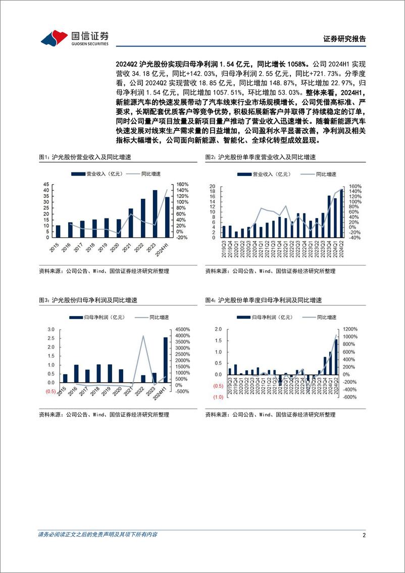 《沪光股份(605333)单二季度量利双增，新能源客户项目持续放量-240830-国信证券-11页》 - 第2页预览图